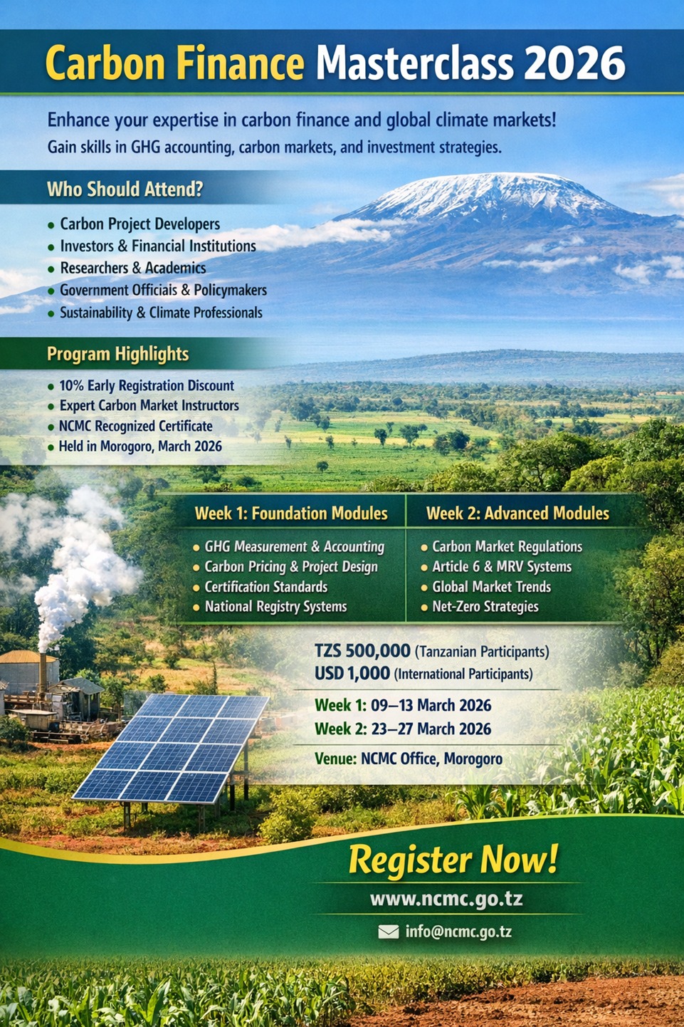 Enhance your expertise in carbon finance and global climate markets. Gain skills in GHG accounting, Carbon markets an investment strategies